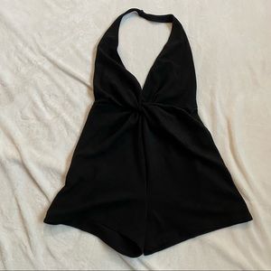 Black suede halter neck romper